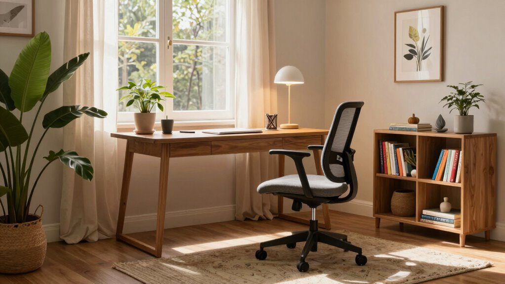 ergonomic well lit clutter free workspace