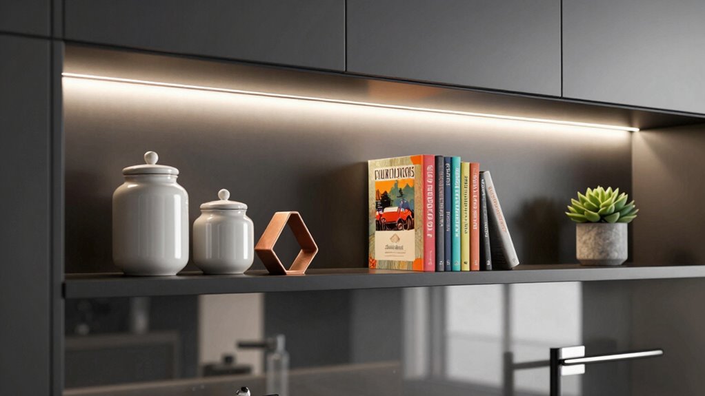 modern kitchen shelf styling