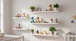 nursery wall shelves clutter