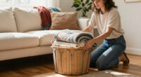 I Used A Pot Lid Organizer To Store My Blankets, And It’s Brilliant