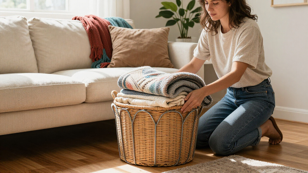 I Used A Pot Lid Organizer To Store My Blankets, And It’s Brilliant