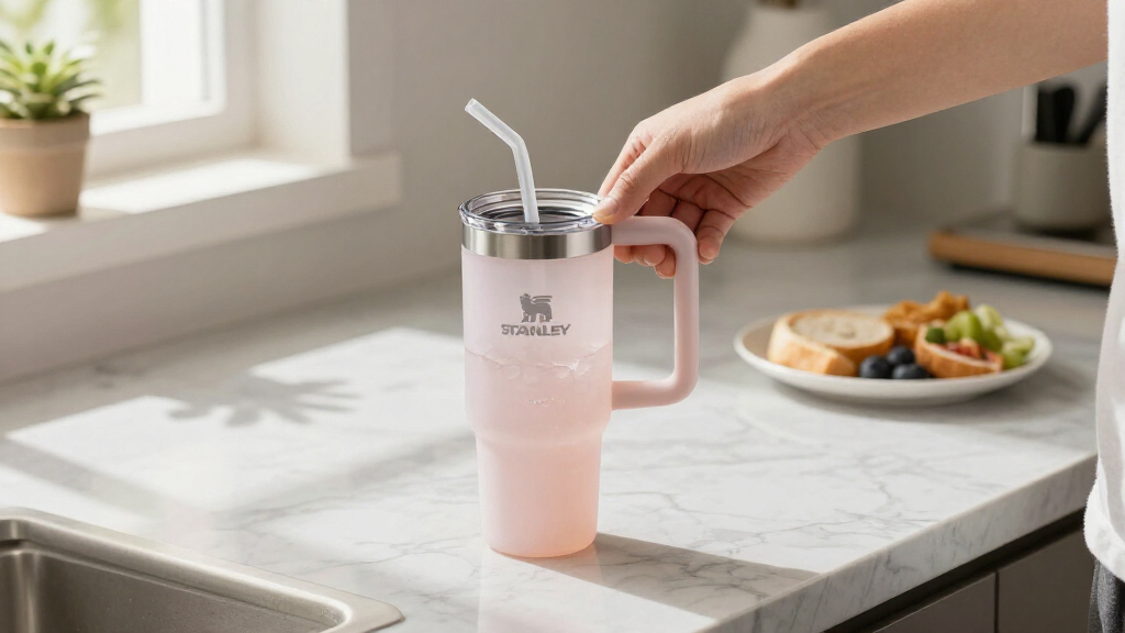 STANLEY IceFlow 2.0 Flip Straw Tumbler, 30 Oz, Rose Quartz | Easy Carry Handle | Twist On Lid And Flip Up Straw | Leak Resistant Water Bottl